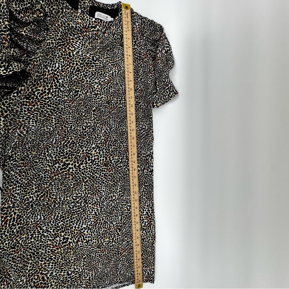 Molly Bracken chic Animal Print Mini shift Dress puff sleeves Sz S NWOT - Picture 10 of 10